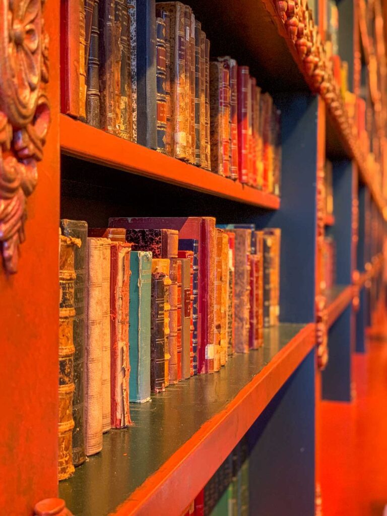 unclose photo of books at Casa Portuguesa do Pastel de Bacalhau in Vila Nova de Gaia, Portugal