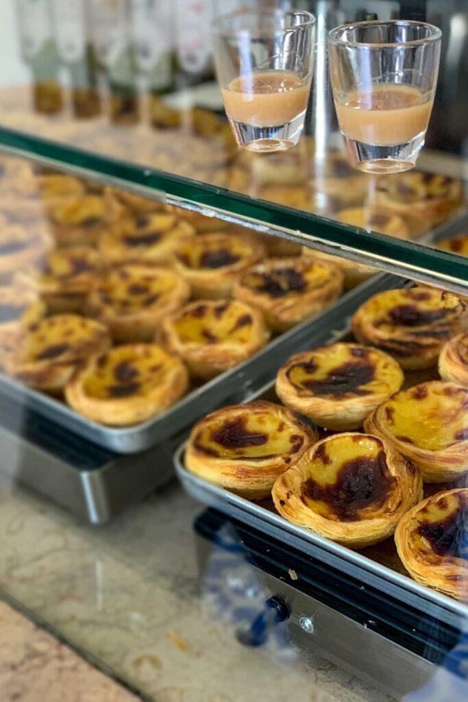 unclose photo of liquor and pasteis de nata at Casa do Licor Pastel de Nata in Lisbon, Portugal